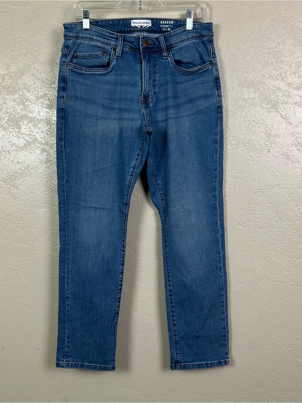 English Laundry Men's Mid Blue Straight Jeans